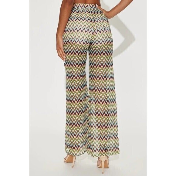 Beivy Green Crochet Wide Leg Pant Size Small‎ RefM036 - Picture 3 of 8